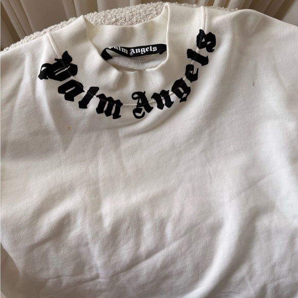 Palm Angels Ivory Crewneck with Black Logo